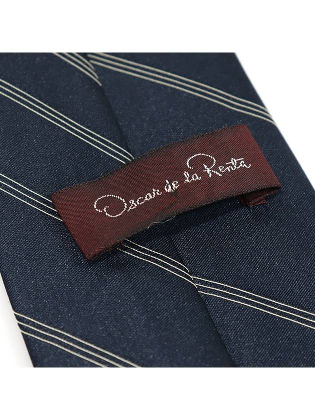 Navy polyester striped pattern tie - OSCAR DE LA RENTA - BALAAN 7