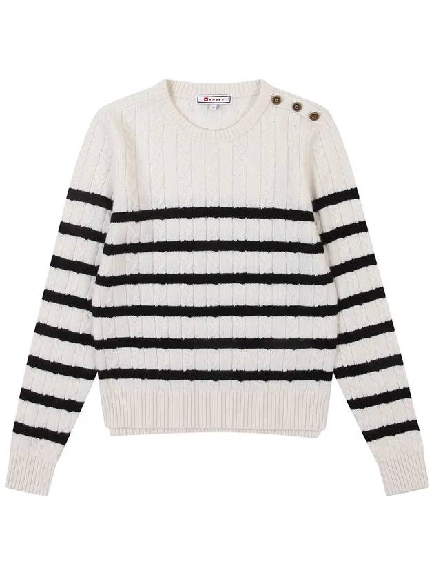 Striped Gold Button Cashmere Sweater OF2402LB - ONOFF - BALAAN 1