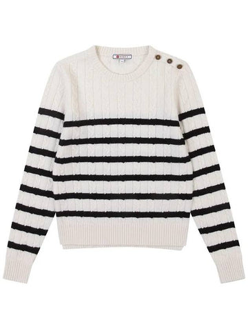 Striped Gold Button Cashmere Sweater OF2402LB - ONOFF - BALAAN 1