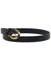 Gancini Buckle Leather Belt Black - SALVATORE FERRAGAMO - BALAAN 3