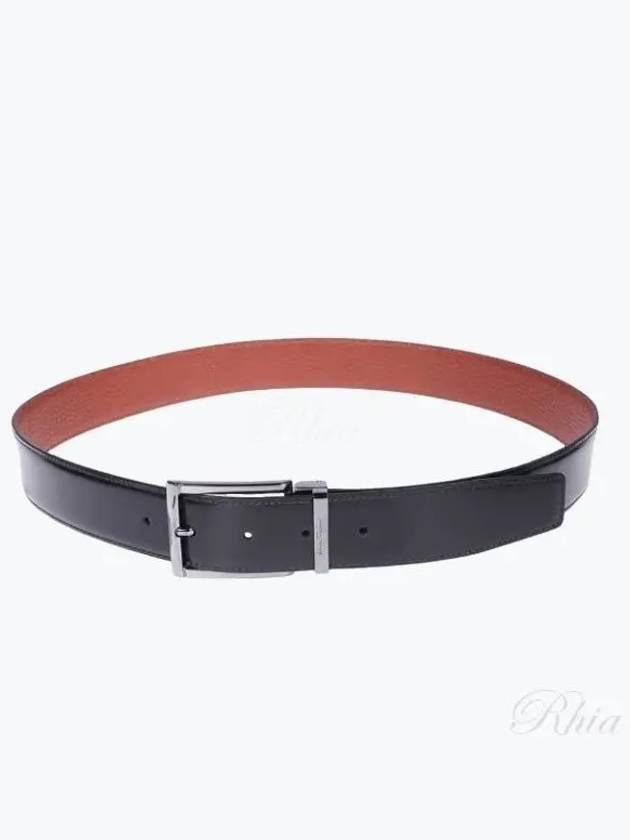 Square Reversible Leather Belt Black - SALVATORE FERRAGAMO - BALAAN 2