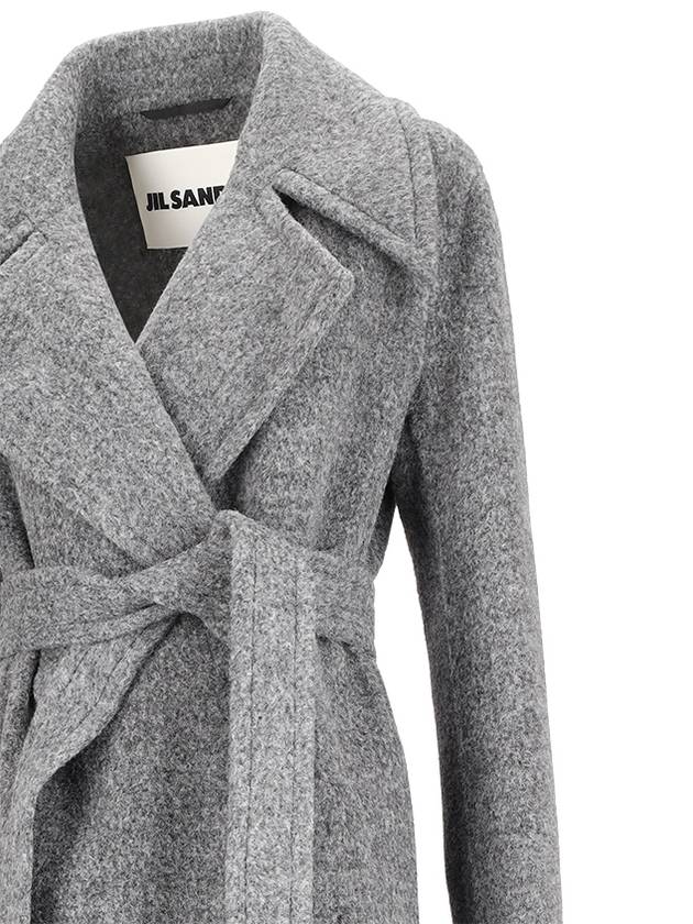 LONG WOOL FLEECE COAT WITH REMOVABLE BELT - JIL SANDER - BALAAN 3