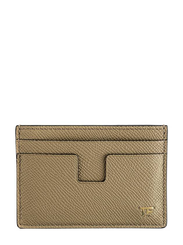 TF Logo Grain Leather Small Card Wallet Dark Beige - TOM FORD - BALAAN.