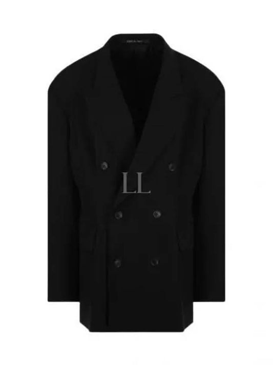 Cinched Double Breasted Wool Jacket Black - BALENCIAGA - BALAAN 2