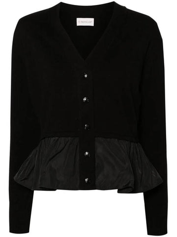 V-Neck Peplum Cardigan Black - MONCLER - BALAAN 1