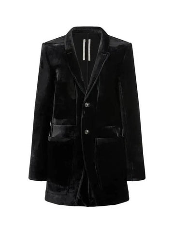 WOMEN Narrow Lapel Velor Jacket Black 271681 - RICK OWENS - BALAAN 1