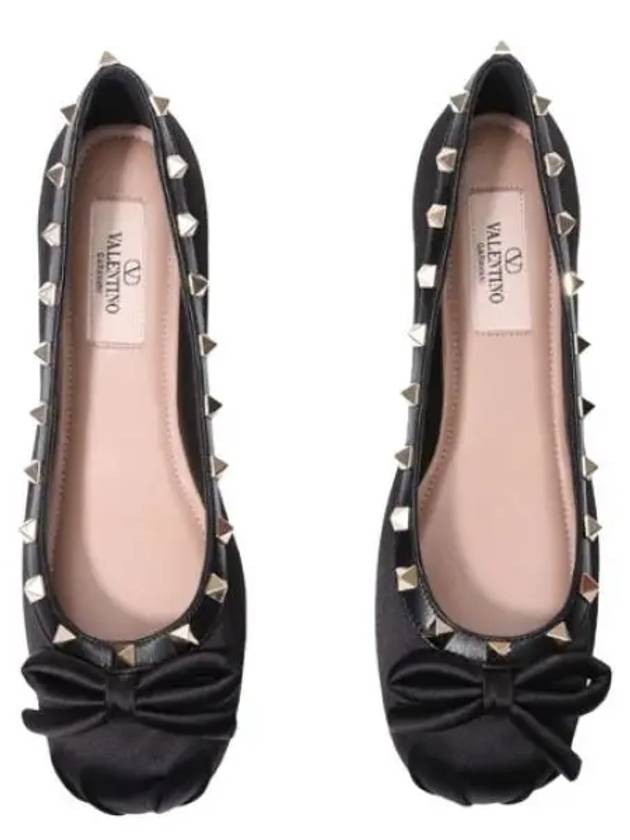 Rock Stud Ballerina Flat Black - VALENTINO - BALAAN 2