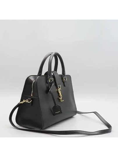 672667 Black leather cabas gold logo tote bag shoulder strap 2WAY - SAINT LAURENT - BALAAN 2