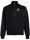 Crest Logo Half Zip-Up Knit Top Blue - BALLY - BALAAN 2