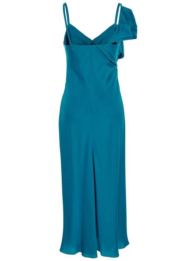 Blue Dress With Dropped Sleeve And Draped Detail In Satin Woman - ALBERTA FERRETTI - BALAAN 2