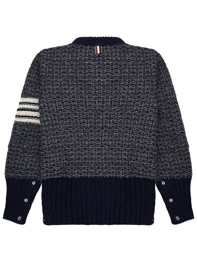 4 Bar Stripe Melange Effect Wool Knit Top Navy - THOM BROWNE - BALAAN 3