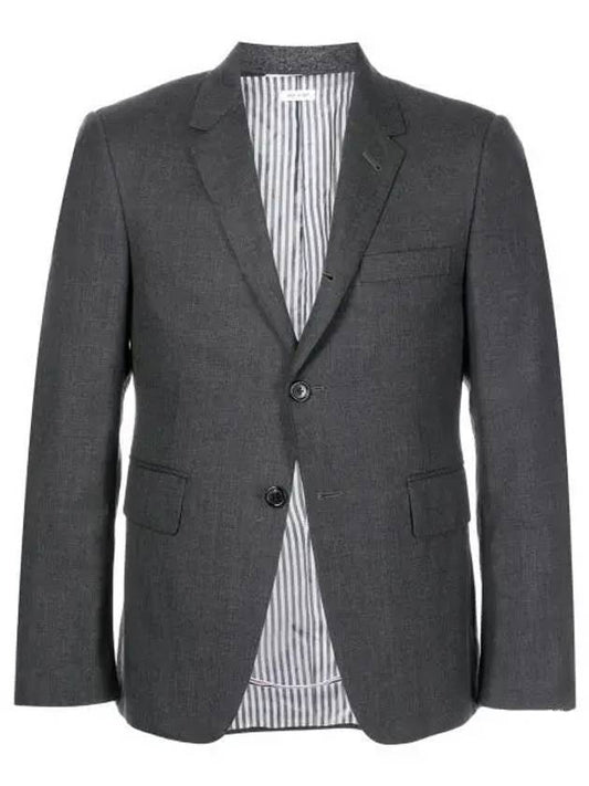 Super 120S Wool Twill Single Breasted Classic Jacket Dark Grey - THOM BROWNE - BALAAN.