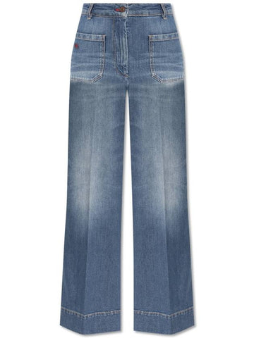 Victoria Beckham Jeans With Logo, Women's, Blue - VICTORIA BECKHAM - BALAAN 1