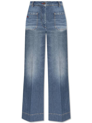 Victoria Beckham Jeans With Logo, Women's, Blue - VICTORIA BECKHAM - BALAAN 1