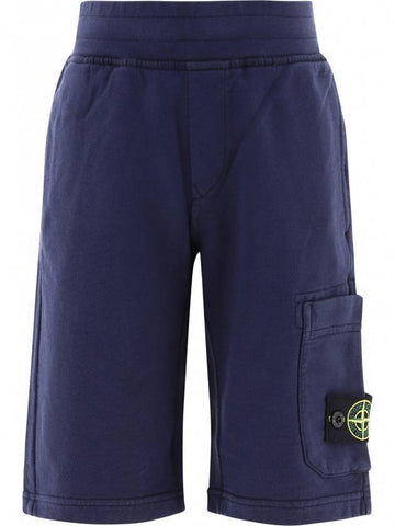 Kids Wappen Patch Bermuda Shorts Blue - STONE ISLAND - BALAAN 1