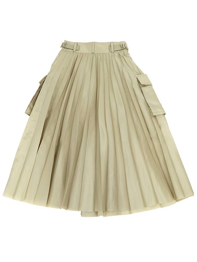 Nylon Twill Pleated Skirt Light Khaki - SACAI - BALAAN 3