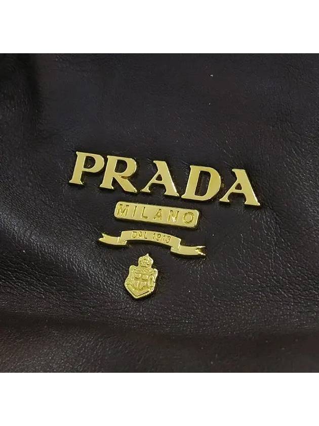 BN1713 VIT DAINO Dark Brown Leather Gold Logo Tote Bag Shoulder Strap 2WAY - PRADA - BALAAN 4