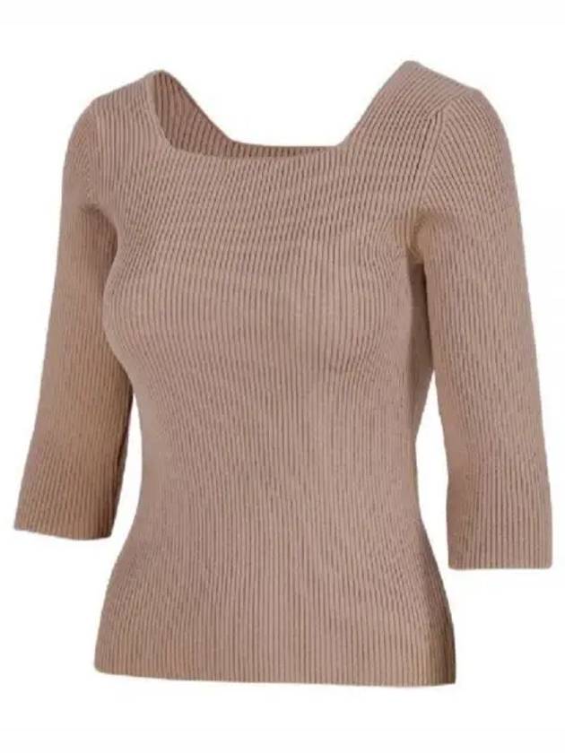 FF Cotton Rib Knit Top Beige - FENDI - BALAAN 2