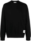 Logo Patch Crew Neck Cotton Sweatshirt Black - JIL SANDER - BALAAN 1