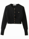 Bea ORB Embroidered Logo Crop Cardigan Black - VIVIENNE WESTWOOD - BALAAN 2