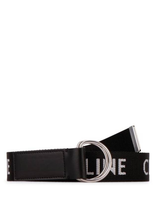 Medium Double Ring Jacquard Leather Belt Black - CELINE - BALAAN 2