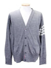 Men's Sustainable Classic Diagonal Wool Cardigan Pale Grey - THOM BROWNE - BALAAN 2