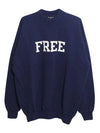 Free Logo Print Overfit Sweatshirt Navy - BALENCIAGA - BALAAN 1