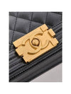 Boy Small Flap Bag Grained Calfskin Gold Metal Black - CHANEL - BALAAN 6