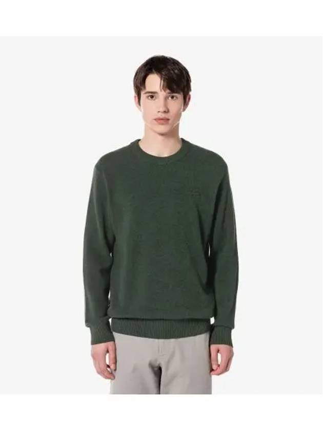 Men s Basic Crew Neck Pullover Dark Khaki - LACOSTE - BALAAN 1