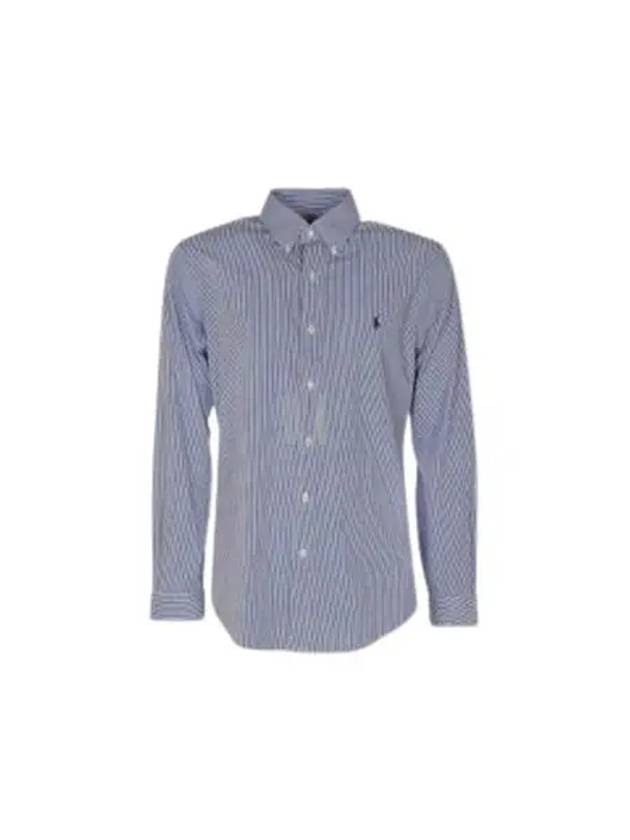 Embroidered Logo Striped Long Sleeves Shirt Blue - POLO RALPH LAUREN - BALAAN 2