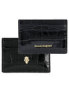 Skull Crocodile Leather Card Wallet Black - ALEXANDER MCQUEEN - BALAAN 2