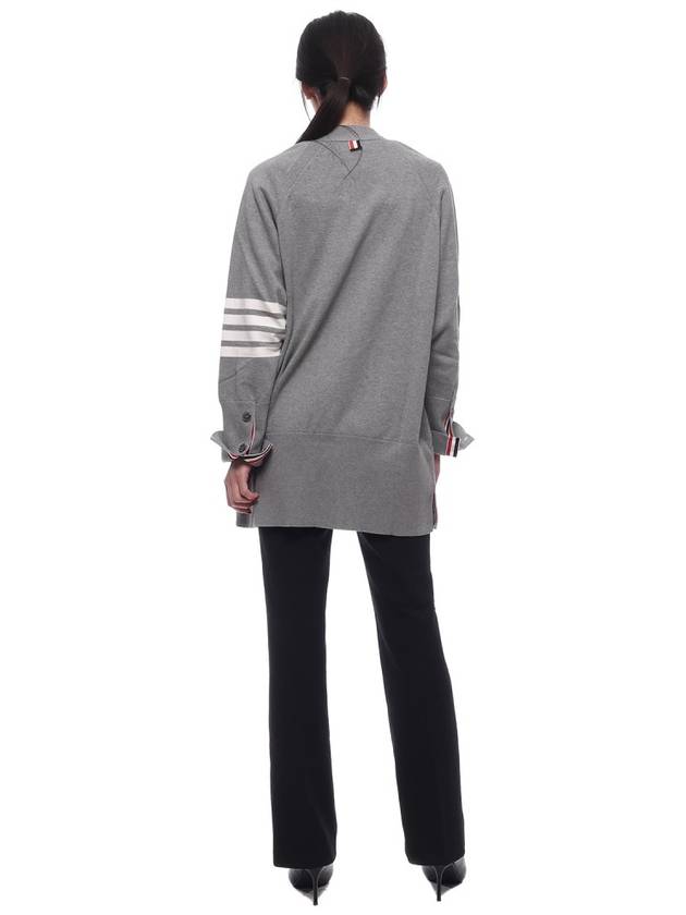 Stitched Cotton 4 Bar Cardigan Grey - THOM BROWNE - BALAAN 6