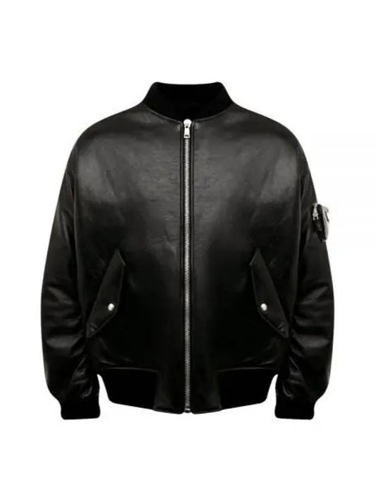 Nappa Leather Bomber Jacket Black - PRADA - BALAAN 2