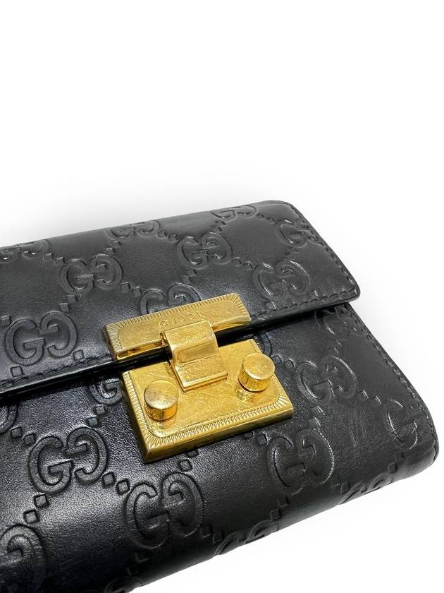 Women s 453155 Black Leather GG Cima Padlock Bicycle Wallet - GUCCI - BALAAN 6