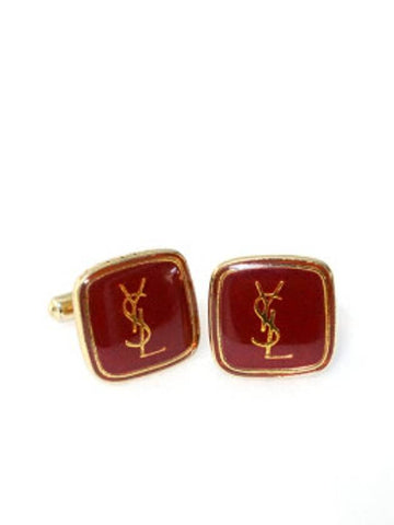 YSL mouth gold logo initial cufflinks - SAINT LAURENT - BALAAN 1