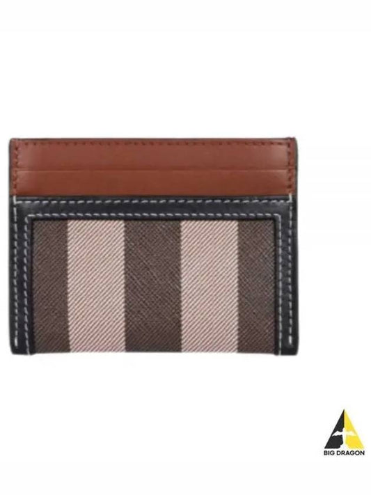 Check Two-Tone Leather Card Wallet Dark Birch Brown - BURBERRY - BALAAN 2