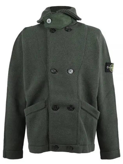 Double Button Knit Stretch Wool Cardigan Khaki - STONE ISLAND - BALAAN 2