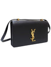 Women s 601310 Black Gold Logo Monogram Flap Shoulder Bag - SAINT LAURENT - BALAAN 2