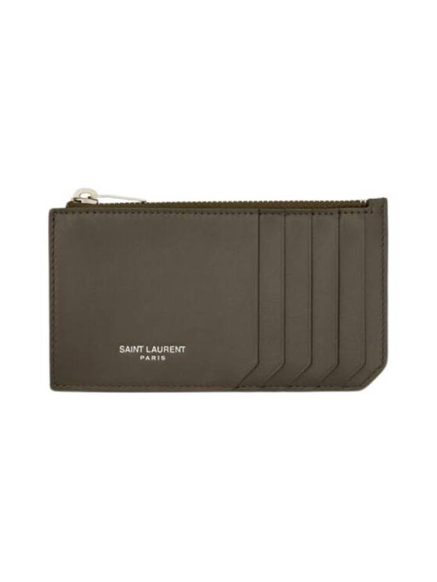 Paris fragment zip leather card wallet light musk - SAINT LAURENT - BALAAN 1