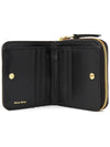 Matelasse Logo Zip Around Half Wallet Black - MIU MIU - BALAAN 6