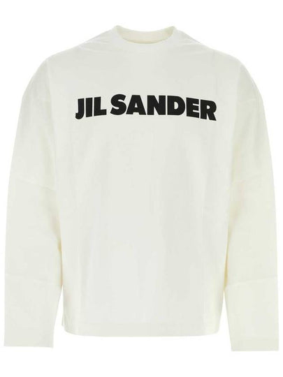 Logo Print Cotton Long Sleeve T-Shirt White - JIL SANDER - BALAAN 2