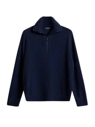 Men's Wilmer Quarter Zip-Up Knit Top Navy - J.LINDEBERG - BALAAN 1