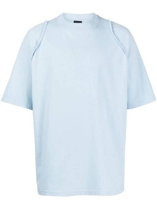 Camargue Logo Embroidered Cotton Short Sleeve T-shirt Light Blue - JACQUEMUS - BALAAN 1