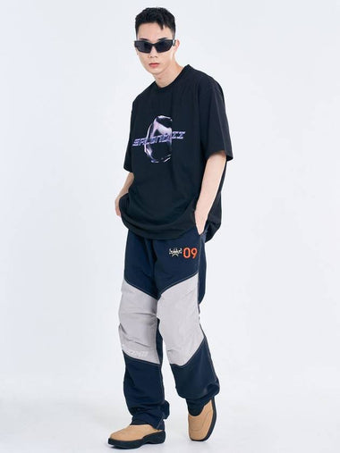 Knee Panel Nylon Track Pants Navy - SALONDEKII SDLABEL - BALAAN 1