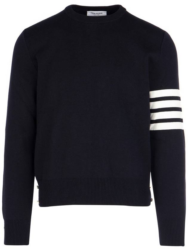 4 Bar Armband Milano Stitch Knit Top Navy - THOM BROWNE - BALAAN 2