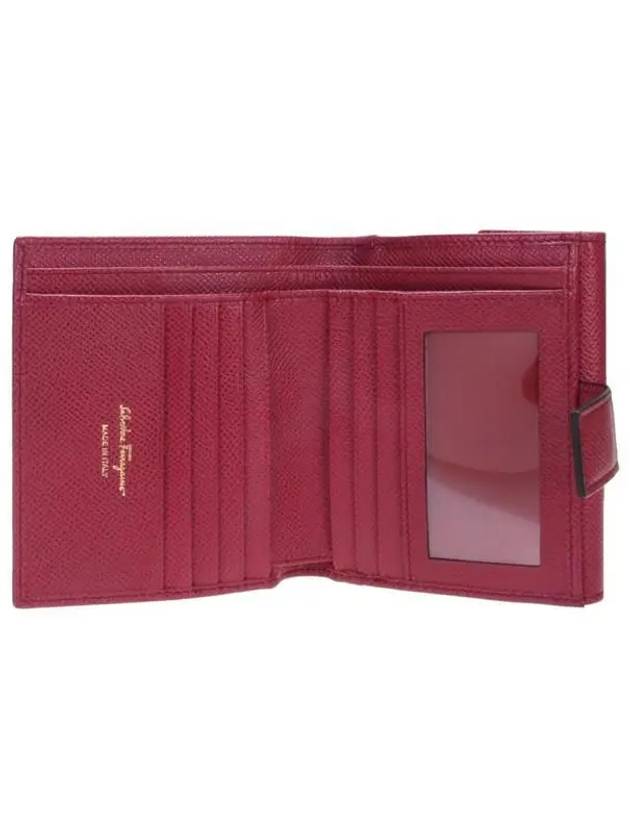 Gancini Leather Half Wallet Melagrana - SALVATORE FERRAGAMO - BALAAN 5