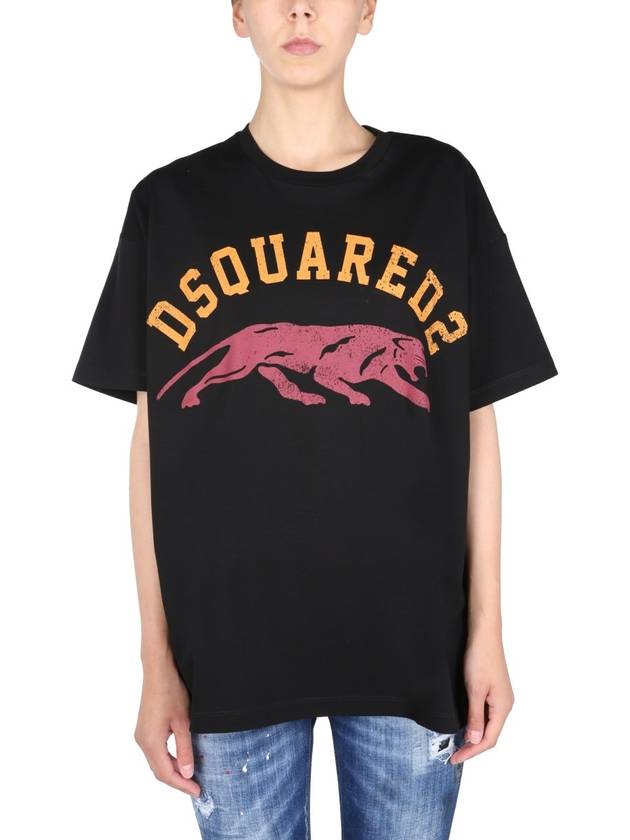 Women's Logo Puma Short Sleeve T-Shirt Black - DSQUARED2 - BALAAN 2