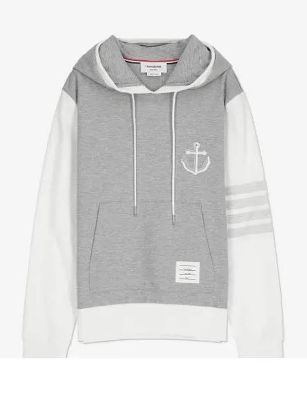 Funmix Lightweight Anchor Loopback 4 Bar Hoodie Grey - THOM BROWNE - BALAAN 2