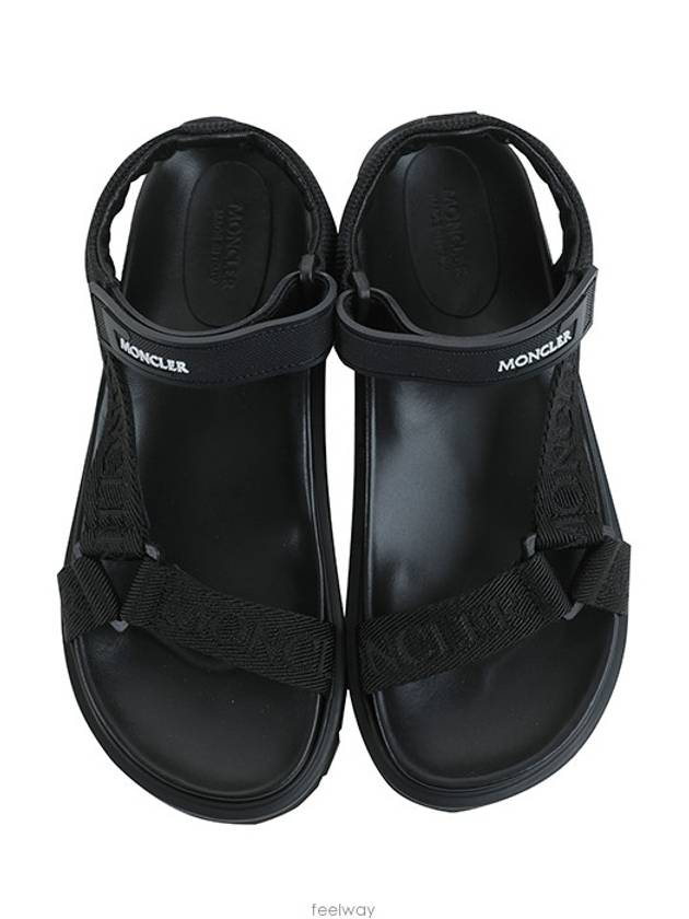 Women's Strap Logo Flavia Sandals Black - MONCLER - BALAAN.