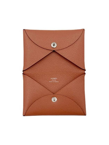 Women Men Calbi Card Holder Evercolor Palladium Hardware Blush H064954CKJ9 - HERMES - BALAAN 1